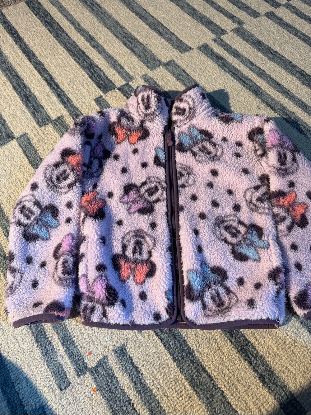 Disney Lavender Plush Zip Front Jacket with Bow Motif